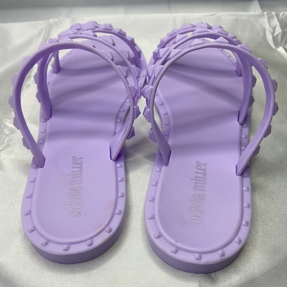 Olivia Miller Women’s Pastel Purple Jelly Slip On Studded Slide Sandals Size 8 - Picture 5 of 12
